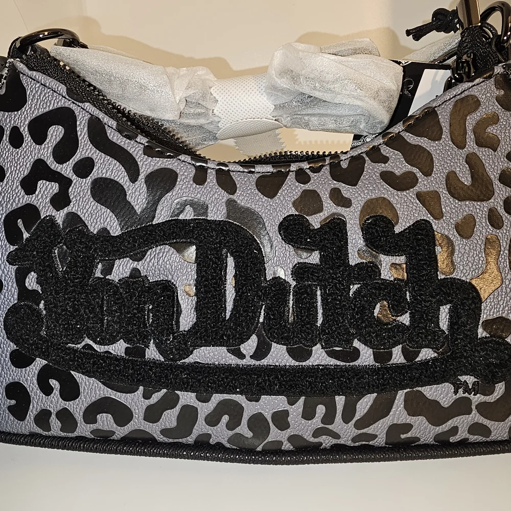 Von Dutch Gray Cheetah Print Shoulder Bag With Removable Strap NWT